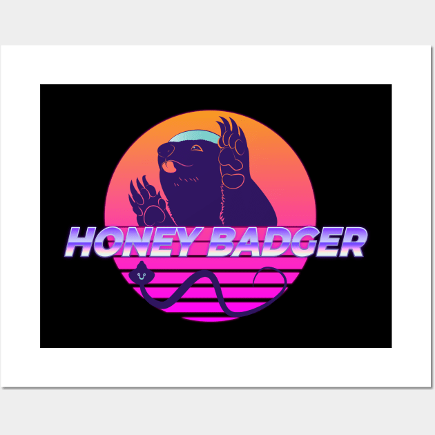 Honey Badger 80's Sunset Wall Art by Mad Meon